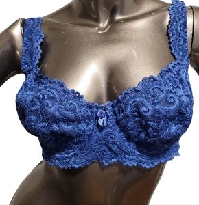 Roselle by La Vie En Rose Blue Lace Underwire Bra Sz 38D